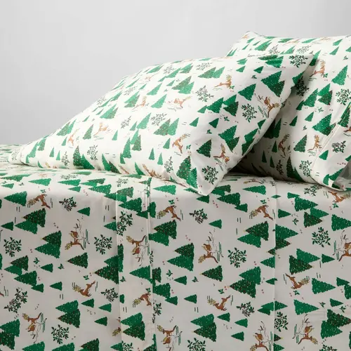 Threshold 400TC Fabric 4-Piece 100% Cotton Bedding Sets - Sheets & Pillowcases for Home Bedroom Holiday Use, Four-Pieces