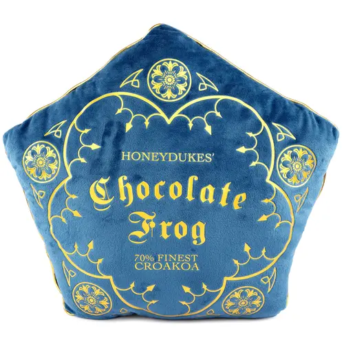 Jay Franco Official Harry Potter Honeydukes Chocolate Frog Fluffy Stuffed Cushion - 16in Soft Polyester Fiber Blue Throw Pillow, Fun Size, Unique Decor for Harry Potter Fans, Cozy Bed Accent