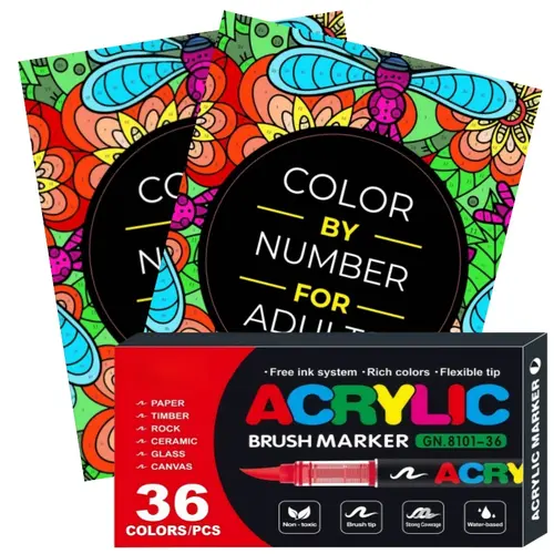 Professional Acrylic Painting Pen & Art Marker Set - Adult DIY Craft Kit for Coloring Books, School Essentials