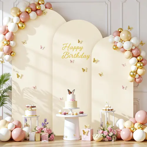 7.2FT, 6.6FT, 6FT Arch Backdrop Cover Spandex Fitted Colorful Fabric Covers with Zipper for Baby Shower Birthday Party Wedding Photo Background  Graduation Decorations No Stand Included