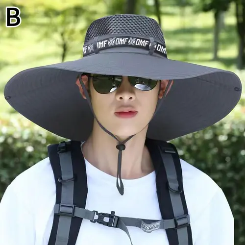 Adults' Unisex Oversized Wide Brim Polyester Sun Hat - Lightweight, Breathable Mesh Top, UV Blocking, Adjustable Protective Cap - Ideal for Fishing, Beach Summer Outdoor Activities, Adjustable Sun Cap, Outdoor Stuff For Adults, Athletic Sports & Outdoor H