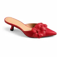 Coutgo Womens Mules Kitten Heels Closed Pointed Toe Pumps Flower Slip On Party Dress Shoes Slip On Clog Girl