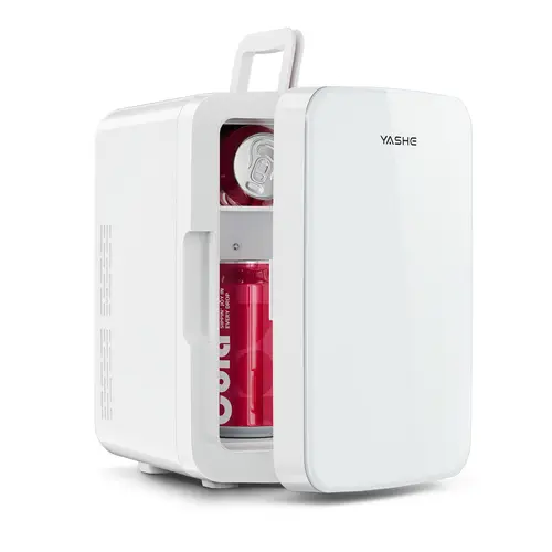 YASHE 10L Mini Fridge 10 Liter 15 Cans Portable refrigerator Thermoelectric Cooler Warmer, skin carePortable Small Refrigerator for Cosmetics, Skin Care and Food , Ideal for Bedroom, Car, Office & Dorm,100% Freon-Free & Eco Friendly