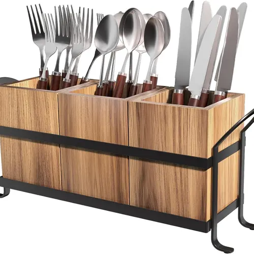 Sebastian CADIA Wooden Versatile Storage Rack - Compact, Stable Kitchenware Knife Holder, Organizing Makeup Brushes, Fits Small Spaces Countertop/Tabletop Storage, Knifeholder