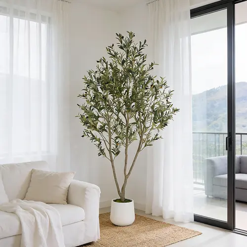Artificial Olive Trees,6FT/7FT, Indoor Tall Faux Olive Tree, with White Tall Planter, Artificial Plants with Natural Wood Trunk & Lifelike Fruits for Home Office Decor Decoration Decorative,summerwins