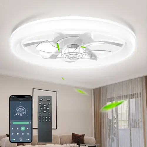 GALENTAL Dimmable Modern LED Fan Light, Ceiling Fan With Light Remote, 3 LED Color Temperature, 6 Speed Noiseless AC Motor, Timer Setting,Adjustable Brightness,White Fandelier Ceiling Fans for Bedroom,Dining room, Living room, Study, BackToSchool, Ceiling