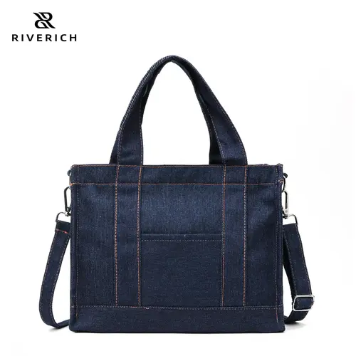 RIVERICH Denim Tote - Casual Jean Shoulder Carryall with Adjustable Crossbody Strap, Durable Canvas, Large Capacity, Lightweight Eco-Friendly Reusable Work Bag for Women, Casual Vibes Option for Daily Use, Handbags For Women