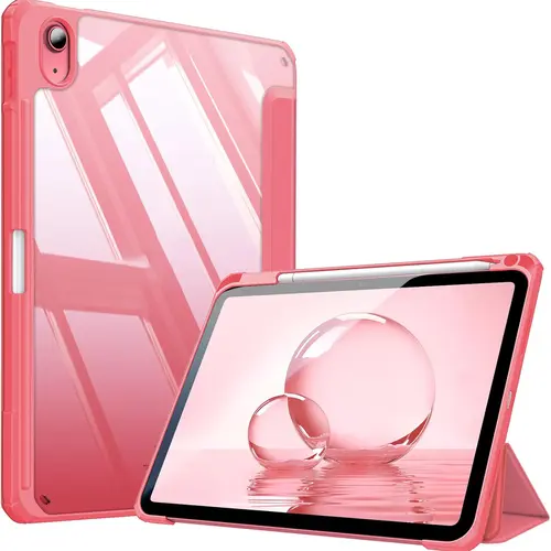 Hybrid Slim Tablet Protection Casing for iPad 11th Gen 11in (2025, A16) & 10th Gen 10.9in (2022) - Shockproof, Transparent Back Shell, Pencil Holder, Tri-Fold Stand iPad Accessories