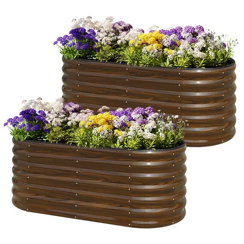 SnugNiture Galvanized Steel Raised Garden Bed Kit 2-Pack 4x2x2 ft Metal Planter Box for Vegetables,Flowers,Herbs,Easy Assembly,Open Bottom Design for Optimal Drainage