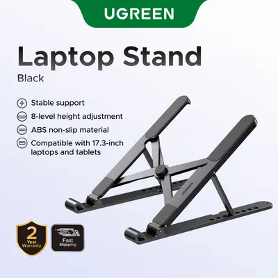 UGREEN Laptop Stand 8-Level Adjustable Ergonomic Foldable Desk Riser Holder for 10–17.3” Laptops & Tablets, Non-Slip Stable Cooling Design