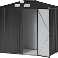 Aoxun 6x4 FT (79"l x 50"w x 74"h) Galvanized Steel Metal Storage Shed - Sloping Roof, Lockable Door, Rust-Proof, Quick Backyard Setup - Outdoor Storage for Garden Tool Room, Garbage Bin Enclosure