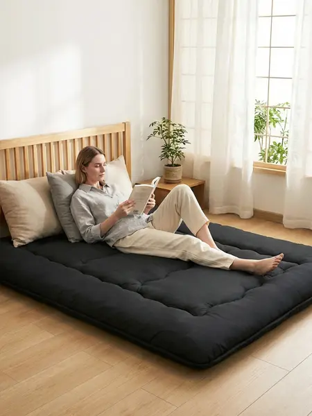 Floor Mattress, Japanese Futon Mattress Foldable with Removable Washable Cover, Portable Roll Up Tatami Mat for Small Bedroom, Couples and Home Use