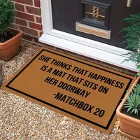 Funny Welcome Door Mat, She Thinks That Happiness is a mat Non Slip Entrance Door Mat, Rubber Back Indoor/Outdoor Floor Mat for Home & Room Decoration, Area Mat Doormat for Entryway Living Dining Room Bedroom Kitchen Porch Yard summerwins