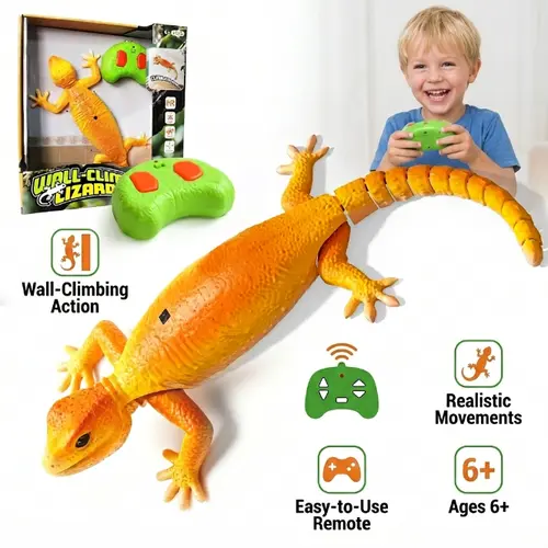 Electric Remote Control Wall Crawler Gecko Toy - LED Glowing Eyes, 360° Spin, Indoor Animals Kids Toy, Fun Gifts for Family | Black Friday, Kids Toys,back to school