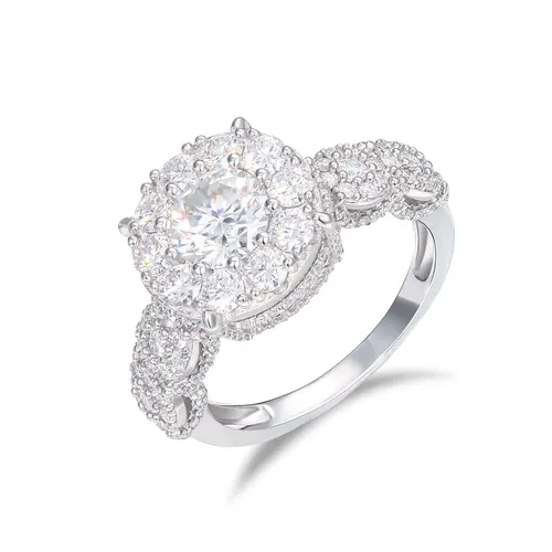 UCCIYO Wedding Ring R710 S925 Silver Lab-Created Moissanite Women Wedding Ring Round Cut D Color VVS Synthetic Moissanite Engagement Ring Shining Bridal Statement Ring UCCIYO Jewelry【#R710】