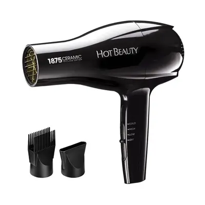 Hot Beauty 1875 Ceramic Styling Hair Dryer 2 Styling Attachments