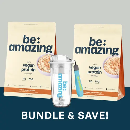 Morning Nostalgia Pack | Be Amazing Brown Sugar Oatmeal Vegan Protein + Clear Protein Shaker Bundle Flavor