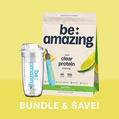 Be Amazing Crisp Lemon-Lime Vegan Protein Powder & Nutrition Shake Bundle with Shaker Bottle