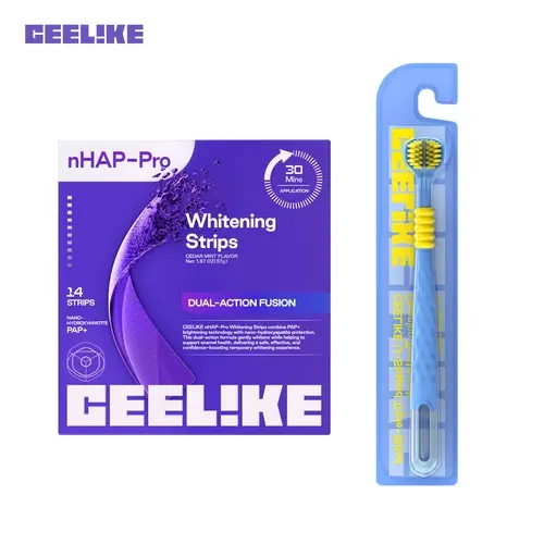 CEELIKE Oral Self-Care Multi-Pack Kit - Fast-Clean Teeth Whitening Strips, Gentle Bristle Brush, Advanced Brighten Teeth Whitening & Fresh Breath Support