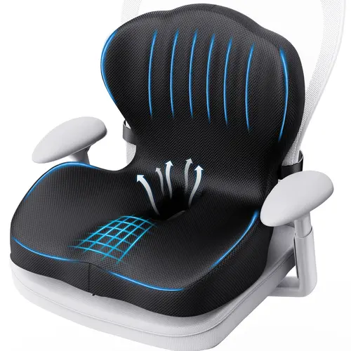 Benazcap Memory Foam Seat Cushion with Lumbar Support Pillow for Office Chair, Car & Gaming Seat, Wheelchair, Ergonomic Design for Sciatica & Tailbone Pressure Relief