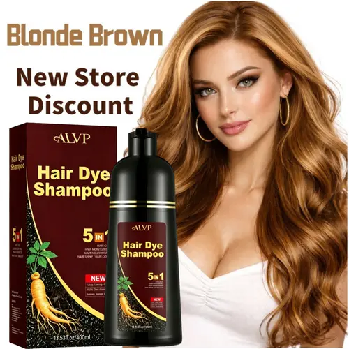 ALVP 2026 Trend 5-in-1 Hair Dye Shampoo - Wine Red, Ammonia-Free, Ginseng-Infused Gentle Natural Haircoloring, Gray Coverage, Nourishing Long-Lasting, Gift-Worthy for Women/Men (3-4 Week Dark Brown Outcome), Plant Extract