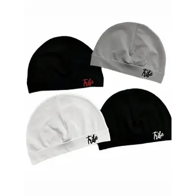 4-Pack Unisex Letter Print Slouchy Beanies, Lightweight Breathable Cotton Hip-Hop Knit Hats, Windproof Elastic Casual Caps for Outdoor Sports & Daily Wear, Beanie