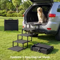 【DealsForYouDays】Foldable Dog Stairs for Car, 5-Step Heavy-Duty Pet Car Steps with Anti-Slip Surface, Portable & Secure for SUVs & Trucks Summervibes petlovers summerwins