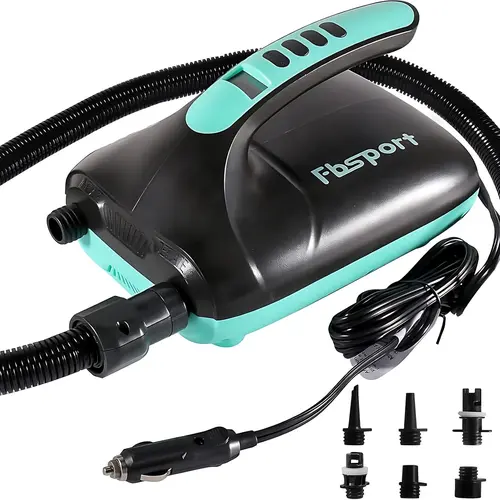 FBSPORT Paddle Board Electric Pump , 20PSI SUP Air Pump with Inflation & Deflation Functions & 12V DC Car Connector, Portable Quick Inflator for Inflatable Paddleboard, Kayaks, Boats and Air Mattresses