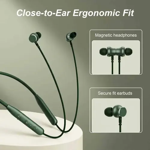 Voprene--V2 Neckband Sports Headphones Fitness & Cycling Headphones - 48 Hours of Playtime Running Wireless Headphones Audifonos bluetooth Multifunctional Earbuds Green