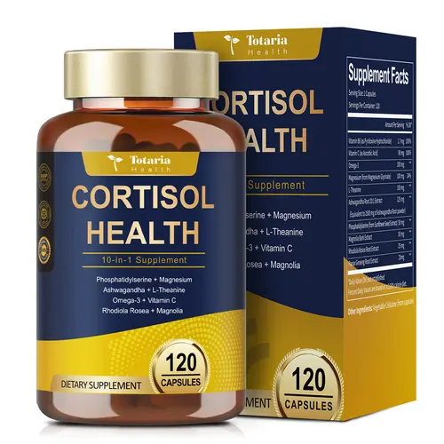 Totaria Ashwagandha Cortisol Vegan Supplements - 120 Capsules with L-Theanine, Magnesium Glycinate, Rhodiola Rosea - GMP Certified Self Care Products for Stress Relief, Mood & Focus, Brain Health, Healthy Sleep, Metabolism, Resilience Support