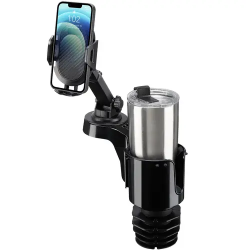 JOYTUTUS Car Cup Holder Phone Mount - Auto Interior Accessory, Large Adapter, Long Arm, 360-Degree Rotation, Compatible with iPhone, Samsung & All Smartphones, Black, Phone Holder for Car