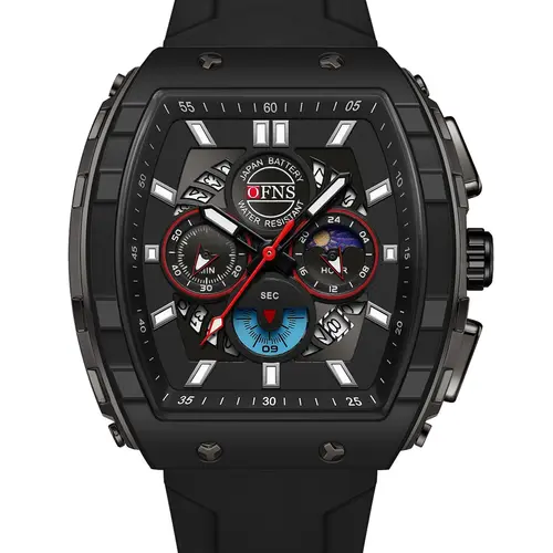 OFNS Quartz Watches for Men Luminous Analog Watch Waterproof Chronograph Calendar Silicone Strap Outdoor Sports Watch, Analogue Quartz Watch, Multifunctional Watch, for Party, Daily Decor & Gift with Box, Analog Wristwatches
