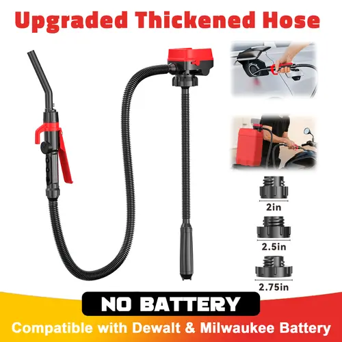 Cordless Fuel Transfer Pump Compatible with DeWalt 20V & Milwaukee 18V Batteries, 【Battery NOT Included】, 3.8 GPM Portable Electric Gas Can Pump with 51'' Hose & 3 Adapters for Diesel Gasoline Oil Water