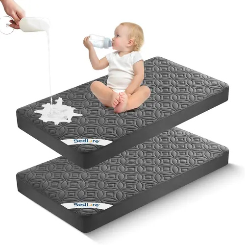 BEDLORE 2 Pack Waterproof Crib Mattress Cover, Soft Silent Breathable Toddler Mattress Protector, Machine Washable, Fits Standard 52×28 Inch Baby Crib Mattress, Sturdy Nursery Bedding，HomeEssentials