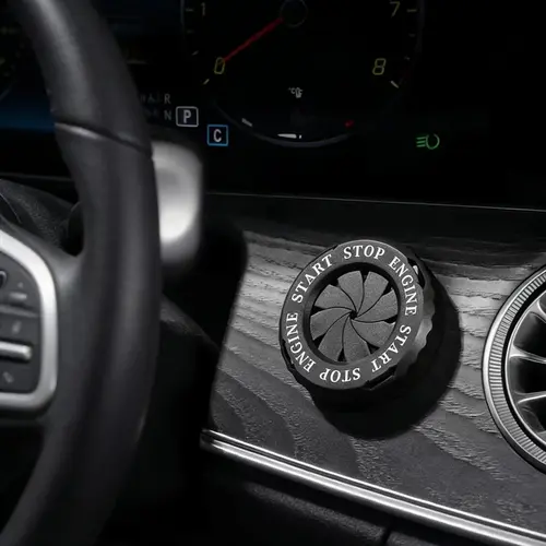 JOYTUTUS 2026 Steel Ignition Device Decor Key Cover - Tool-Free Car Interior Sticker, Motorcycle Lock Rotary Push-To-Start Button Cover for Car Decoration & Protection