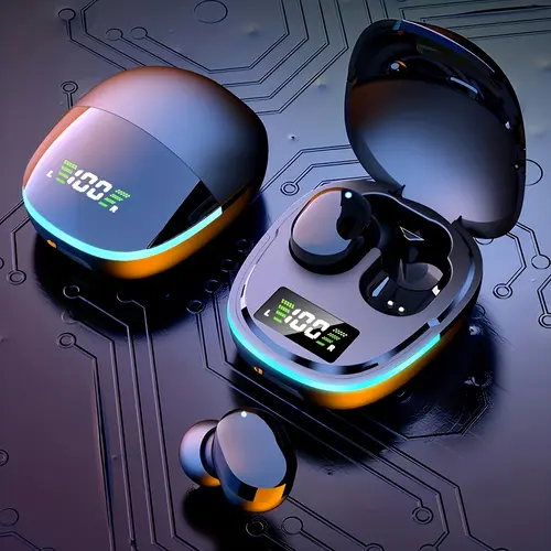 True Wireless Earbuds - Wireless Bluetooth 5.3 Earbuds with LED Digital Power Display, Rechargeable, IPX4 Waterproof, RGB Colorful Lights, Stable Connection, Auto Pairing, for Sports & Daily Use