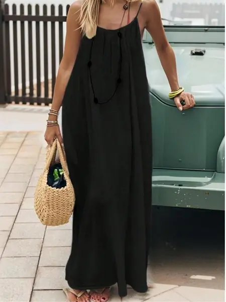 2026 New Women’s Backless Spaghetti Strap Lounge Dress | Loose Fit Soft Cozy Casual Home Wear Dress