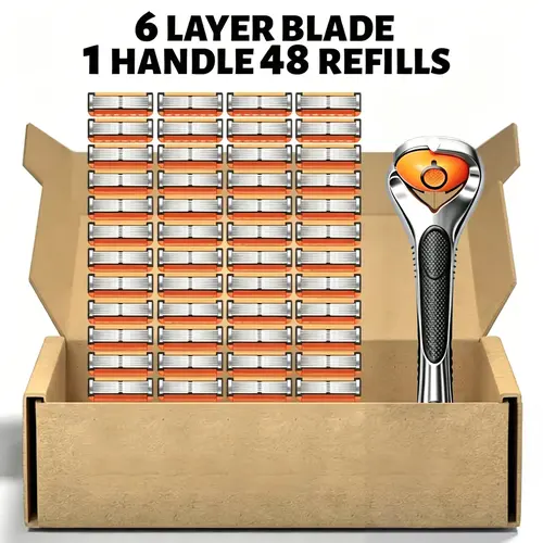 24/48-Piece Men's Razor Blades with Handles, Stainless Steel Shaving Blades, Smooth Shaving for Face, Head and Body, Disposable Razor Blades, Blade Refill Shaving Tool Sets, Razor Blade And Handle Shaving Tool Sets