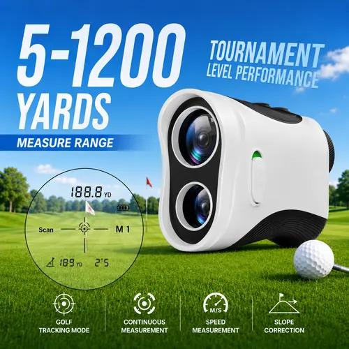 MINENER Golf Rangefinder, 1200 yd Range with Slope, 7X Magnification, Flag Pole Locking, Magnetic Holder, Class 1 Laser Safe, Dual IR Accuracy, Fast IR Response, Magnetic Alignment Aid Golf Accessories, Golfer Gift for Men
