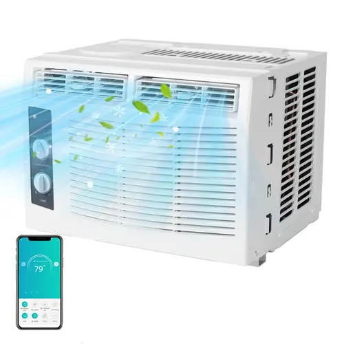 5000 BTU Compact Window Type Aircon - Quiet, Energy Efficient 110V Unit, 3 Modes (Cool/Dry/Fan), 7 Speeds, Reusable Filter, Fast Cooling for 150 Sq.Ft Rooms, Fits 14.5" High/23"-34" Wide Windows, Ideal for Apartments [NO CONTROLLER]
