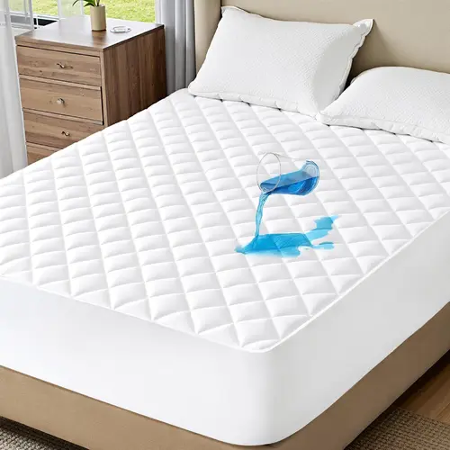 【FallPickDeals 】Bedsure  Mattress Protector, Quilted Waterproof Mattress Protector with Deep Pocket up to 22 Inches, Soft Breathable Noiseless Bed Pad Topper, Queen Bed Cover for Home, Bedroom, Hotel – White