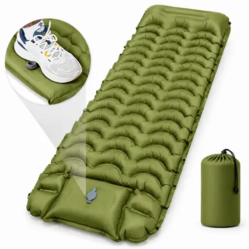 Hikenture Camping Sleeping Pad, Extra Thick 5 Inch Camping Pad,Built-in Foot Pump, Ultralight Camping Mat with Pillow,Camping essentials,Camping cot,Camping gear,Sleeping bag for camping,Compact for Camping,Backpacking,Hiking