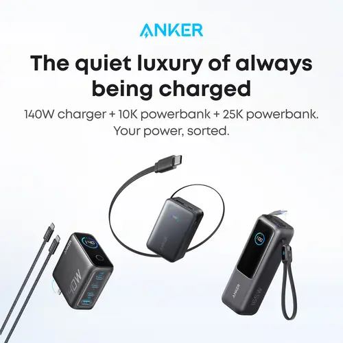Anker 3-in-1 Ultimate Charging Bundle (2 Options) | 165W 25,000mAh Laptop Power Bank + 140W 4-Port GaN Smart Display Charger + 5K/10K mAh Power Bank | All-in-One Kit for iPhone, MacBook, Samsung