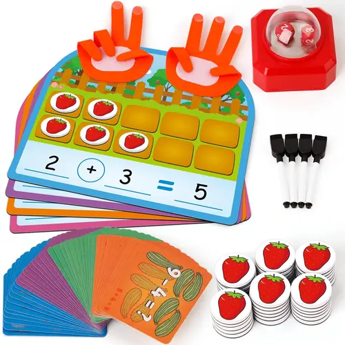 Torlam Magnetic 10-Frame Set with 40 Patterned Finger Number Counters, Math Manipulatives for Kindergarten-3rd Grade, Holiday (Christmas, Thanksgiving) Addition Subtraction Math Games Learning Toy, Holidays