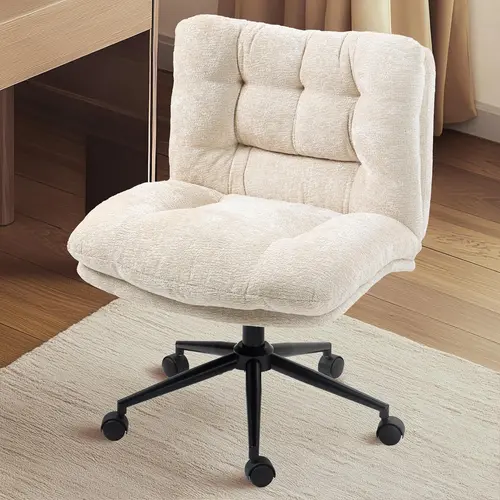 [DealsForYouDays] Extra Large Criss Cross Chair, Oversized Chair with Wheels, Dual-Layer Thickened Cushion, Premium Fabric Morden Home Vanity Chair Wide Seat,dorm essentials,home decor