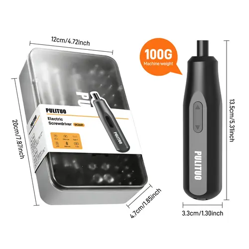PULITUO Cordless 40-in-1 Electric Screwdriver Kit, 4V 2000mAh Built-in Batteries & Cells, USB Port Charging, 8 Adjustable Torque, 36 Bits, LED Light, Battery Indicator, 1-Button Forward-Reverse, Auto Stop, Household DIY Repair Tool