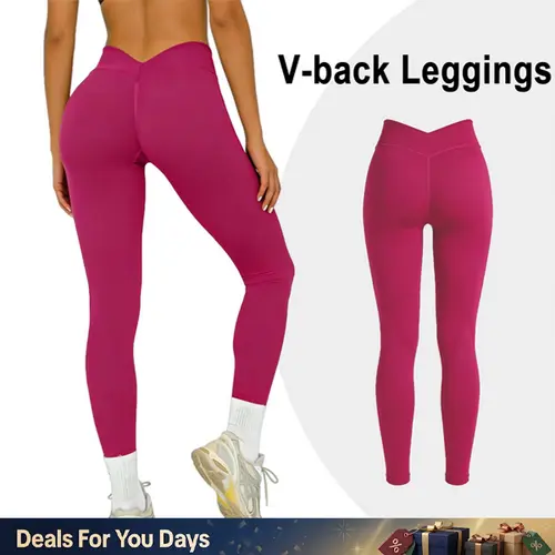 GYMER LJ V-Back Scrunch Butt Leggings Women's High Waisted Tummy Control Workout Pants