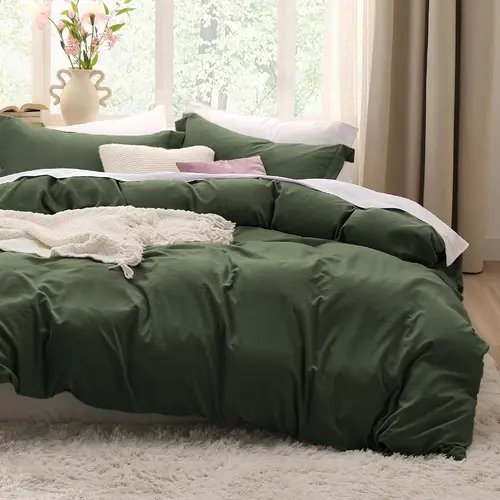 【Summer Sale Deals】Bedsure  Lightweight Soft Duvet Cover - 3 Pieces Prewashed Cotton-Like Polyester Extra Soft Bedding Set, Includes 1 Duvet Cover  with Zipper Closure & 2 Pillow Shams, No Comforter
