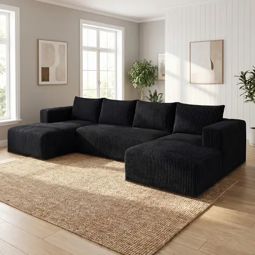 【2 Packages Shipping】Oversized 130" U Shape Cloud CouchPlus Sectional Sofa with Chaise Modern Modular Sofa Lounge Chairs Boneless Upholstered Couches for Living Room Bedroom