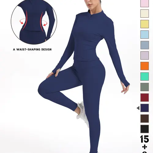 Women's Sporty Quick-Dry Two-Piece Sports Clothing Set, Fitness Outfits, New Fashion Slim Fit Yoga Pants, High Elasticity Long Sleeve Top, 12 Colors Available, Athleisure Sportswear Set, Yoga Suit Set, Activewear Set for Workout